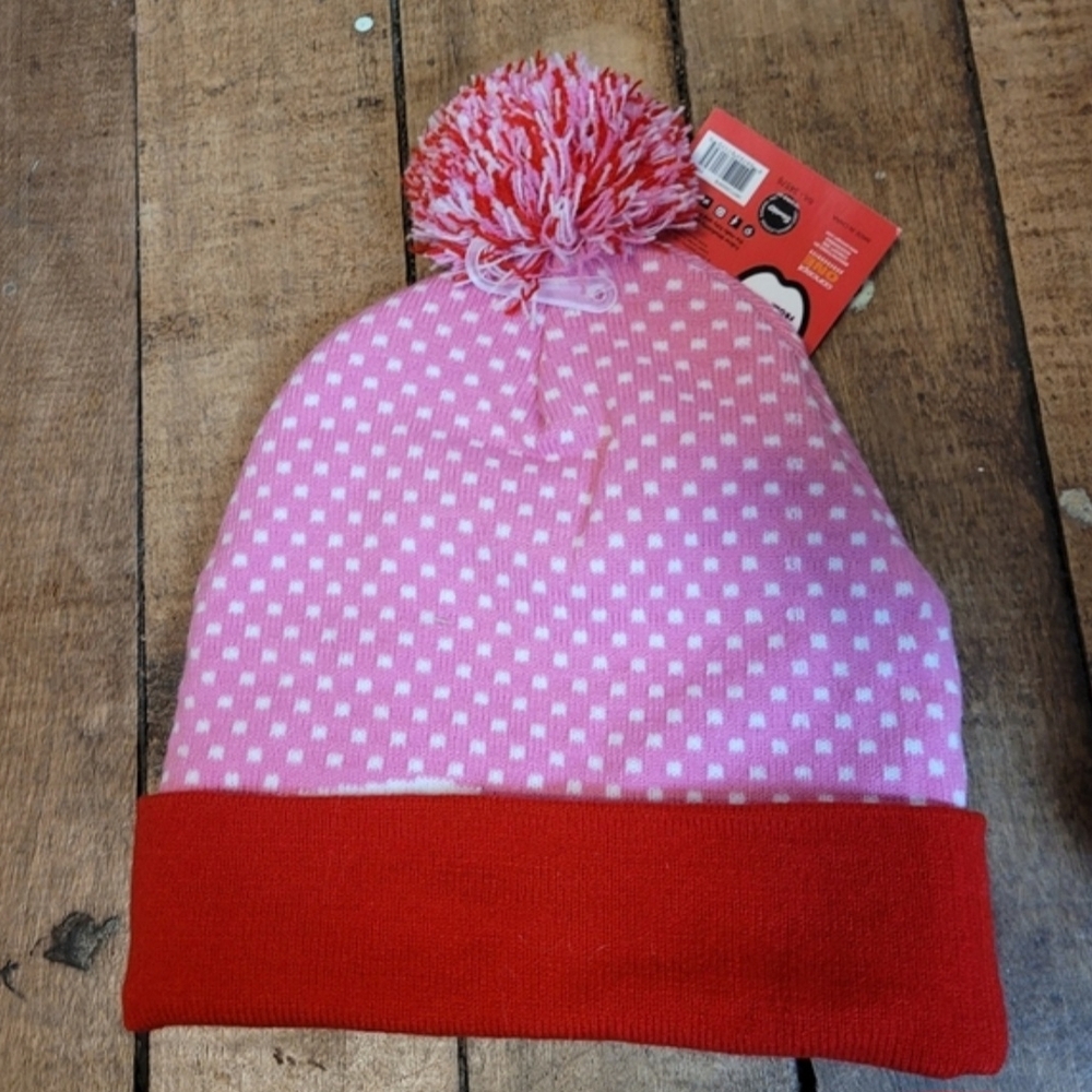 Hello Kitty Pink and Red Holiday Knit Beanie/ Hat - Picture 2 of 8